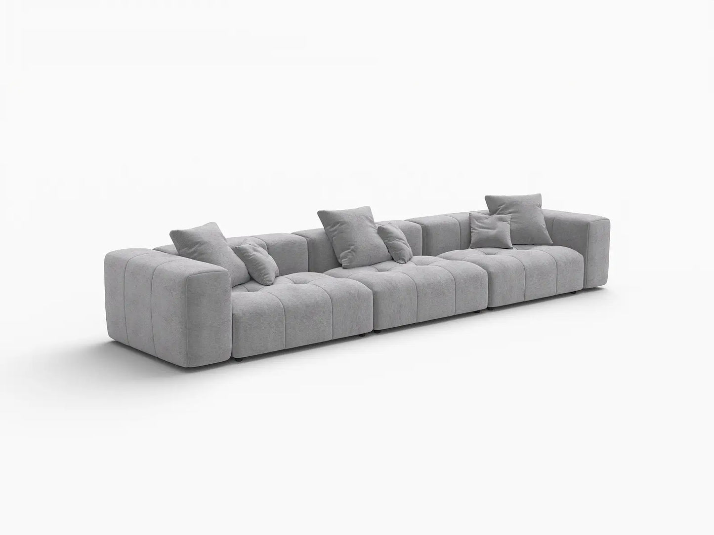 Matrix 3-Seater Light Grey Linen Couch Sectional | 3-Piece, Modern Style