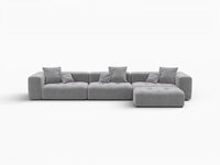 Matrix 3-Seater Light-Grey Sofa Set | 4-Piece (Includes 1 Ottoman), Linen Fabric