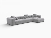 Matrix 3-Seater Light-Grey Sofa Set | 4-Piece (Includes 1 Ottoman), Linen Fabric