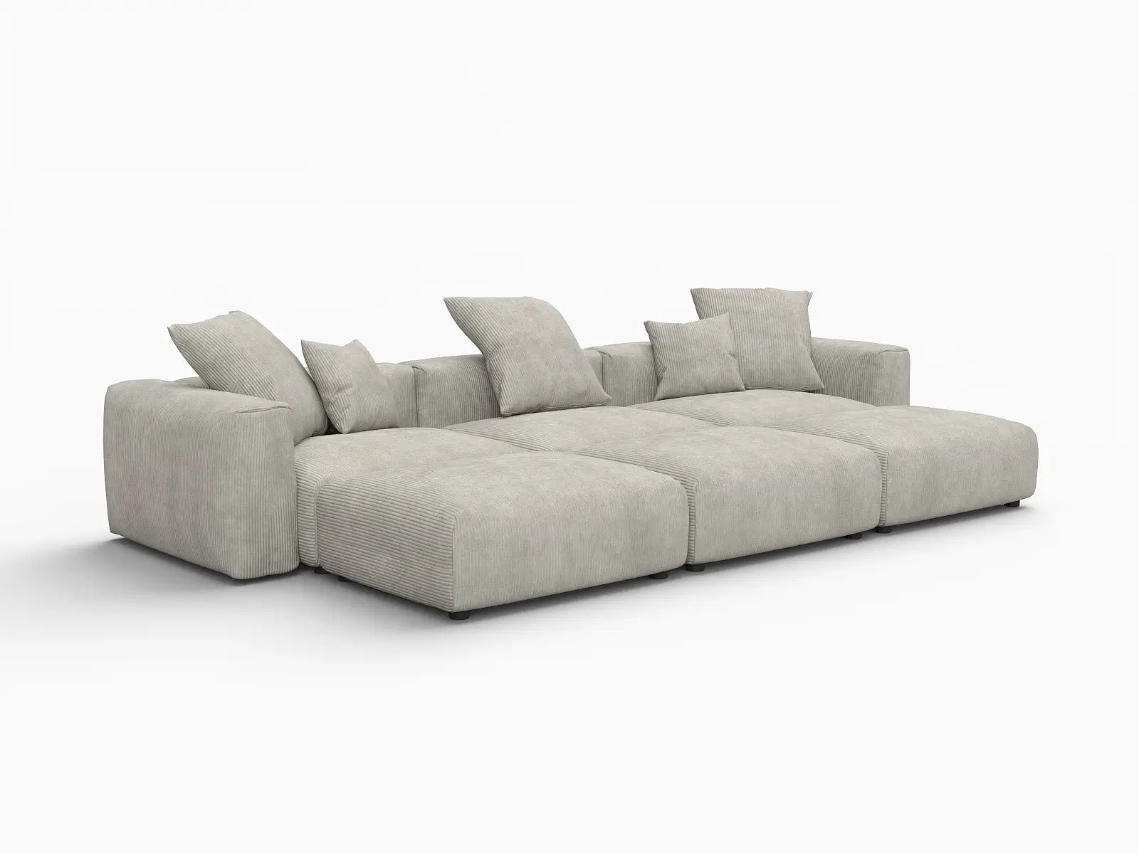 Sofá seccional Matrix de 3 plazas con forma de pozo en pana gris | 6 piezas (incluye 3 otomanas), asientos para sala familiar, fácil de limpiar, diseño modular