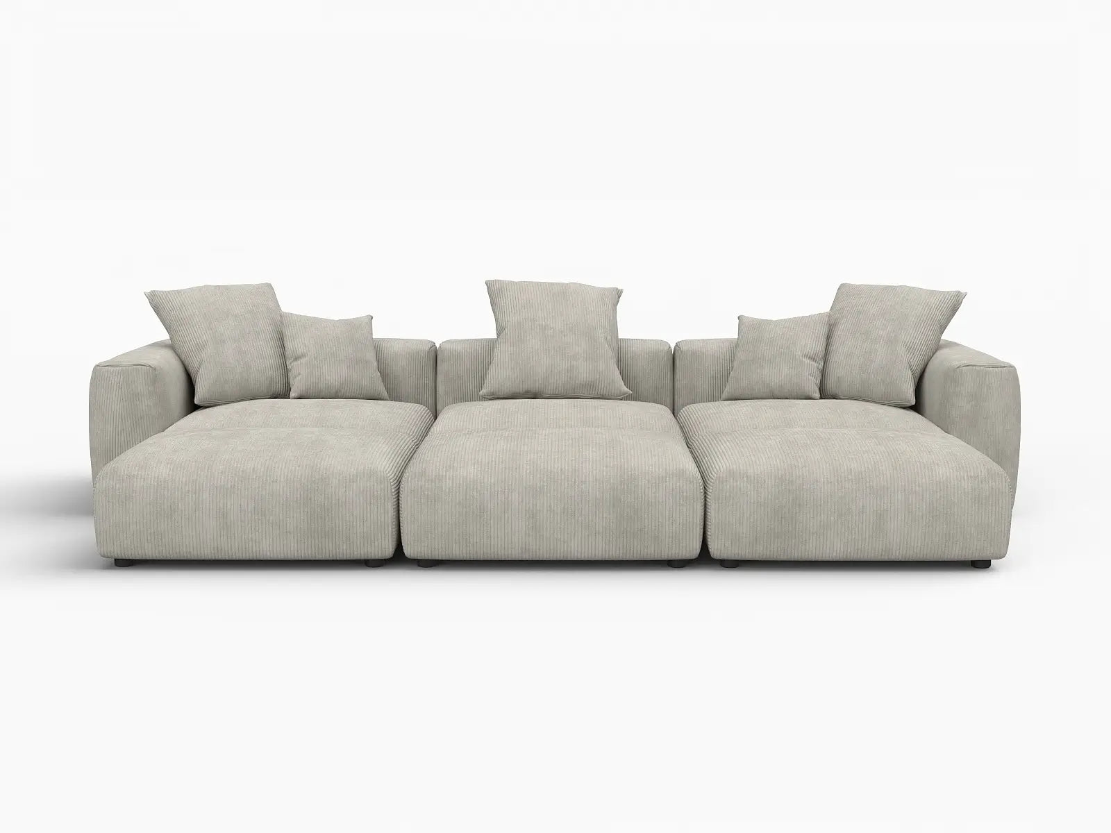 Sofá seccional Matrix de 3 plazas con forma de pozo en pana gris | 6 piezas (incluye 3 otomanas), asientos para sala familiar, fácil de limpiar, diseño modular