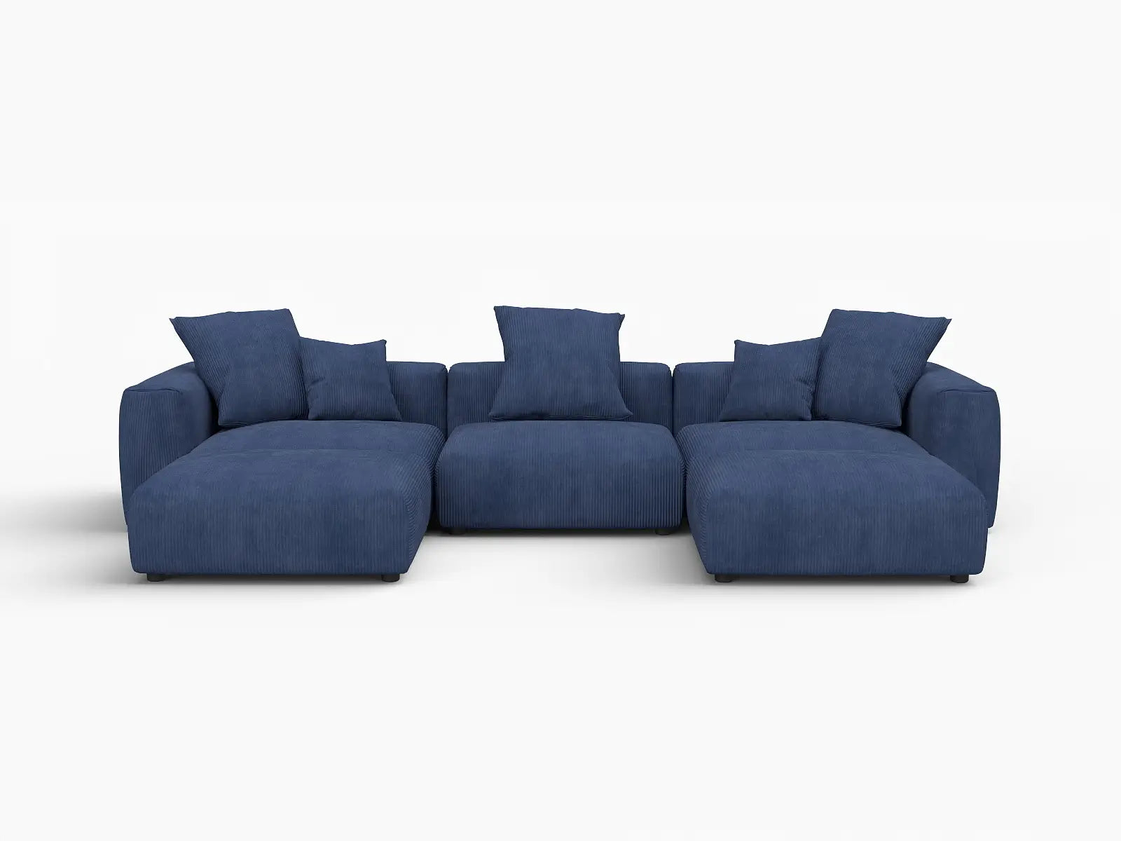 Sofá seccional Matrix en forma de U de 3 plazas en pana azul | 5 piezas (incluye 2 otomanas), asientos para la sala de estar, fácil de limpiar, diseño modular