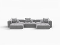 Matrix 3-Seater U-Shaped Sectional in Light-Grey Linen | 5-Piece (Includes 2 Ottomans), Family Room Seating, Stylish Design