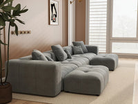 Matrix 3-Seater U-Shaped Sectional in Light-Grey Linen | 5-Piece (Includes 2 Ottomans), Family Room Seating, Stylish Design