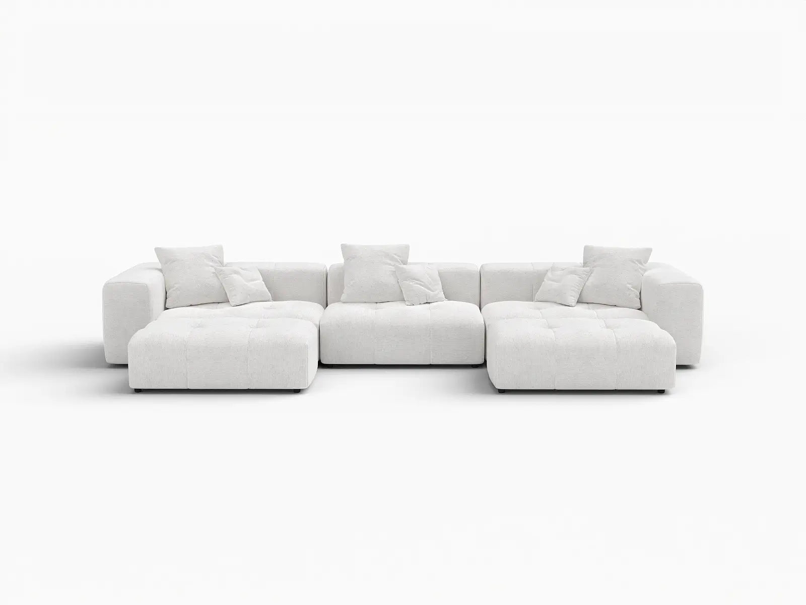 Matrix 3-Seater U-Shaped Sectional in White Linen | 5-Piece (Includes 2 Ottomans), Family Room Seating, Modular Design