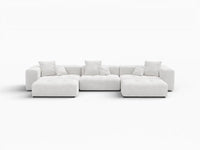 Matrix 3-Seater U-Shaped Sectional in White Linen | 5-Piece (Includes 2 Ottomans), Family Room Seating, Modular Design