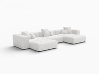 Matrix 3-Seater U-Shaped Sectional in White Linen | 5-Piece (Includes 2 Ottomans), Family Room Seating, Modular Design