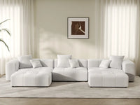 Matrix 3-Seater U-Shaped Sectional in White Linen | 5-Piece (Includes 2 Ottomans), Family Room Seating, Modular Design