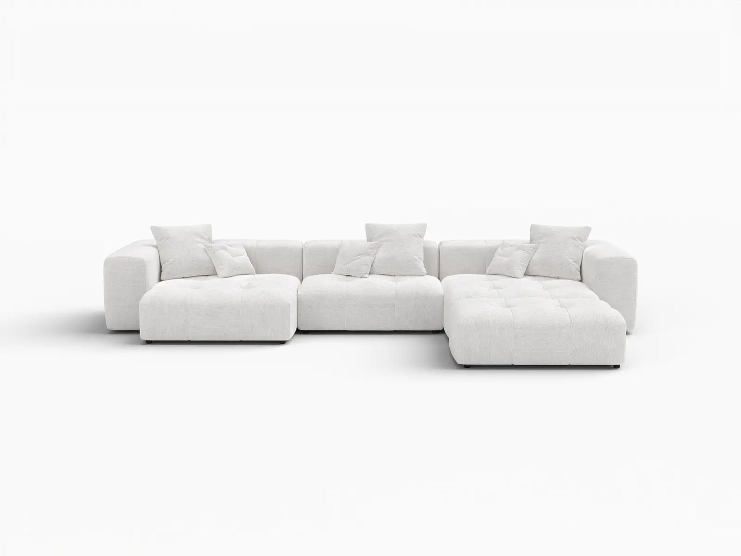 Matrix 3-Seater White Large Space L-Shaped Sectional | 4-Piece (Includes 1 Ottoman), Linen Fabric
