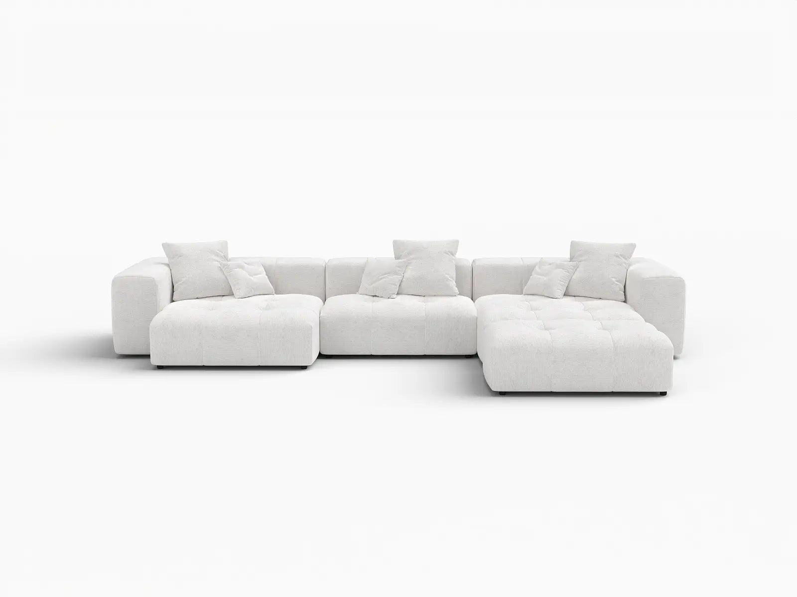 Matrix 3-Seater White Large Space L-Shaped Sectional | 4-Piece (Includes 1 Ottoman), Linen Fabric