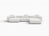 Matrix 3-Seater White Large Space L-Shaped Sectional | 4-Piece (Includes 1 Ottoman), Linen Fabric