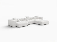 Matrix 3-Seater White Large Space L-Shaped Sectional | 4-Piece (Includes 1 Ottoman), Linen Fabric