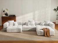Matrix 3-Seater White Large Space L-Shaped Sectional | 4-Piece (Includes 1 Ottoman), Linen Fabric