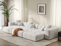 Matrix 3-Seater White Large Space Pit Sectional | 6-Piece (Includes 3 Ottomans), Linen Fabric