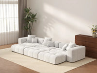 Matrix 3-Seater White Large Space Pit Sectional | 6-Piece (Includes 3 Ottomans), Linen Fabric