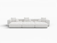 Matrix 3-Seater White Large Space Pit Sectional | 6-Piece (Includes 3 Ottomans), Linen Fabric