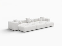 Matrix 3-Seater White Large Space Pit Sectional | 6-Piece (Includes 3 Ottomans), Linen Fabric