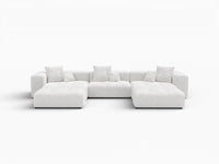 Matrix 3-Seater White Large Space U-Shaped Sectional | 5-Piece (Includes 2 Ottomans), Linen Fabric