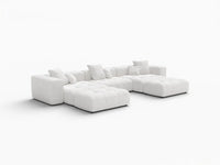Matrix 3-Seater White Large Space U-Shaped Sectional | 5-Piece (Includes 2 Ottomans), Linen Fabric