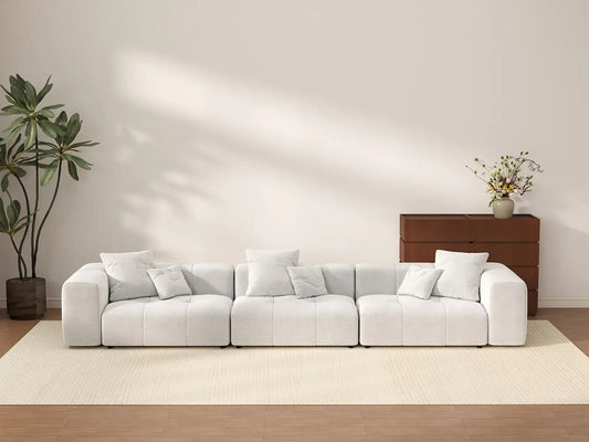 Matrix 3-Seater White Linen Couch Sectional | 3-Piece, Stylish Design