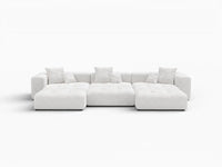 Matrix 3-Seater White Linen Pit Sectional | 6-Piece (Includes 3 Ottomans), Contemporary Style