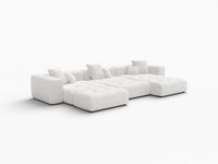 Matrix 3-Seater White Linen Pit Sectional | 6-Piece (Includes 3 Ottomans), Contemporary Style