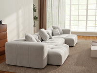 Matrix 3-Seater White Small Space Couch Sectional | 3-Piece, Linen Fabric