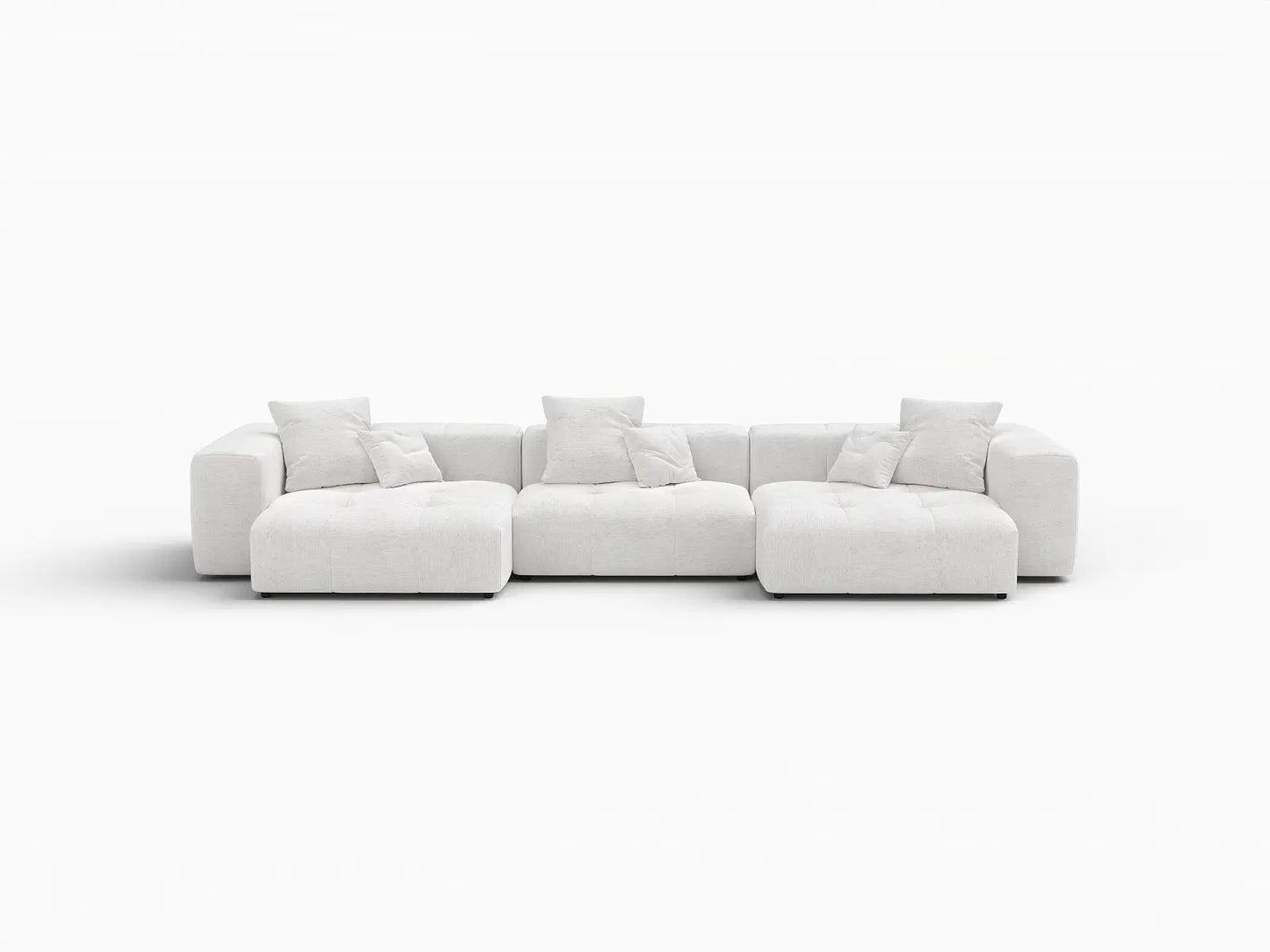 Matrix 3-Seater White Small Space Couch Sectional | 3-Piece, Linen Fabric