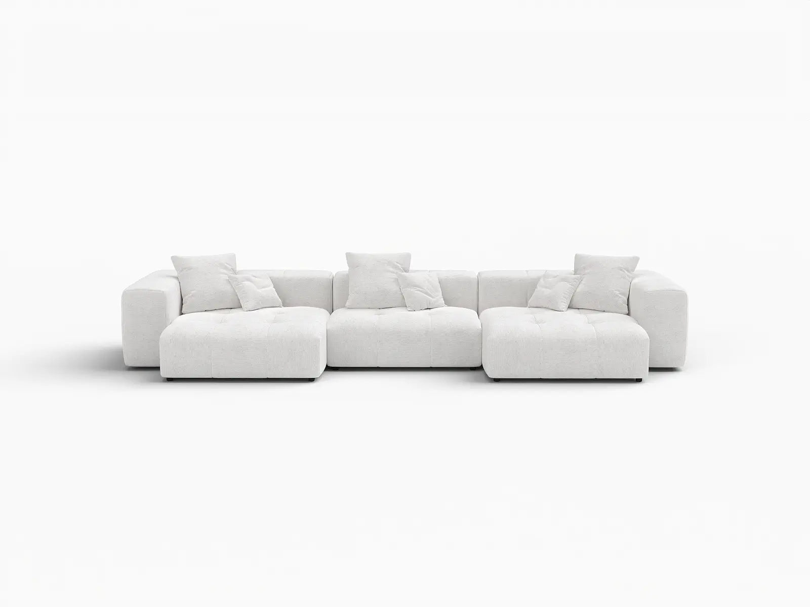 Matrix 3-Seater White Small Space Couch Sectional | 3-Piece, Linen Fabric