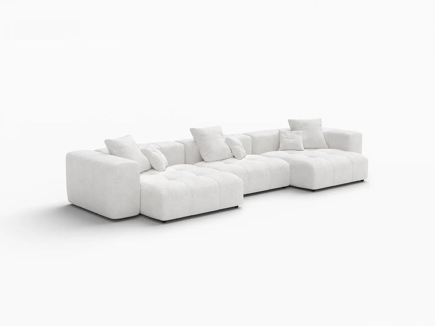 Matrix 3-Seater White Small Space Couch Sectional | 3-Piece, Linen Fabric