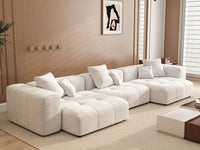 Matrix 3-Seater White Small Space Couch Sectional | 3-Piece, Linen Fabric