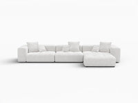 Matrix 3-Seater White Sofa Set | 4-Piece (Includes 1 Ottoman), Linen Fabric