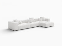 Matrix 3-Seater White Sofa Set | 4-Piece (Includes 1 Ottoman), Linen Fabric