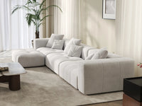 Matrix 3-Seater White Sofa Set | 4-Piece (Includes 1 Ottoman), Linen Fabric