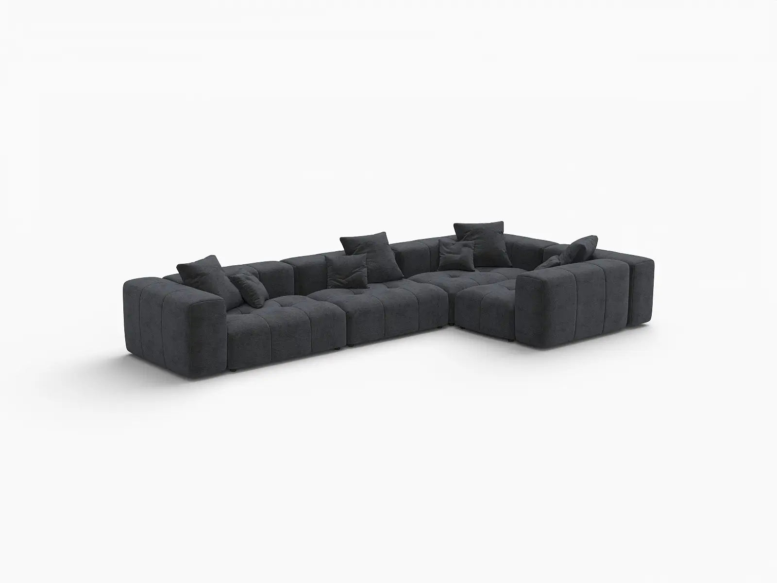 Matrix 4-Seater Black Large Space L-Shaped Sectional | 4-Piece, Linen Fabric