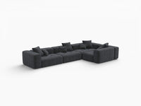 Matrix 4-Seater Black Large Space L-Shaped Sectional | 4-Piece, Linen Fabric