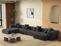 Matrix 4-Seater Black Large Space L-Shaped Sectional | 5-Piece (Includes 1 Ottoman), Linen Fabric