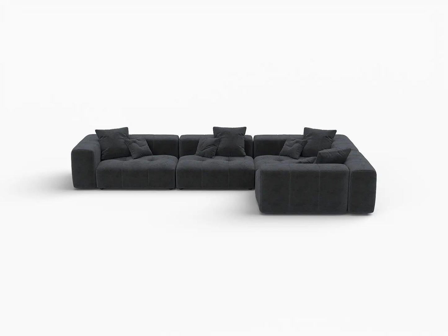 Matrix 4-Seater Black Large Space L-Shaped Sectional | 4-Piece, Linen Fabric