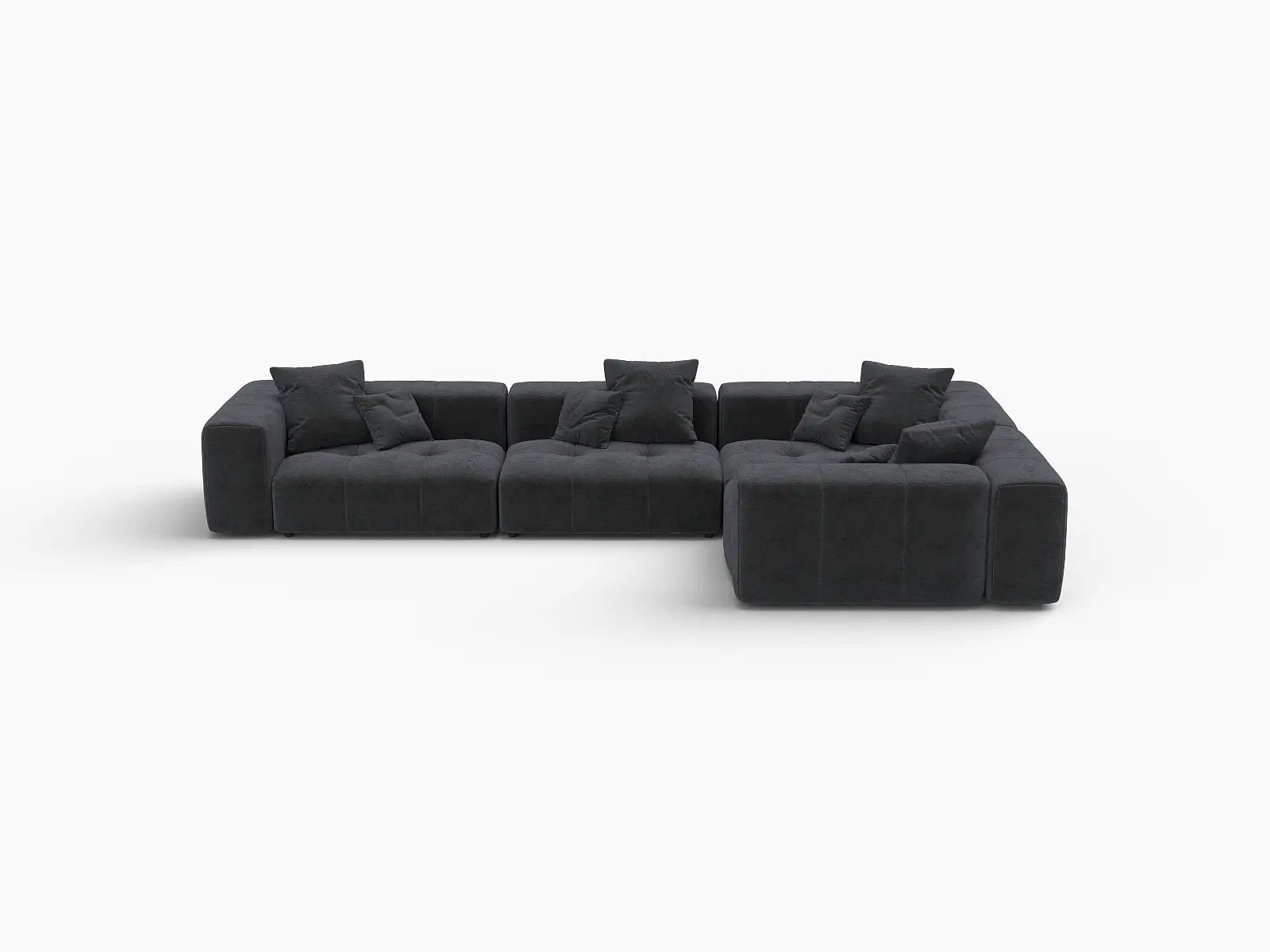 Matrix 4-Seater Black Large Space L-Shaped Sectional | 4-Piece, Linen Fabric