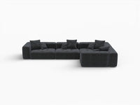 Matrix 4-Seater Black Large Space L-Shaped Sectional | 4-Piece, Linen Fabric