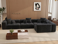 Matrix 4-Seater Black Large Space L-Shaped Sectional | 4-Piece, Linen Fabric