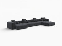 Matrix 4-Seater Black Large Space L-Shaped Sectional | 5-Piece (Includes 1 Ottoman), Linen Fabric