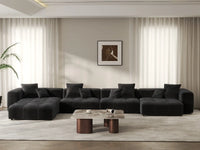 Matrix 4-Seater Black Large Space L-Shaped Sectional | 5-Piece (Includes 1 Ottoman), Linen Fabric