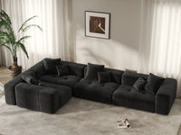 Matrix 4-Seater Black Large Space L-Shaped Sectional | 4-Piece, Linen Fabric
