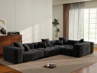 Matrix 4-Seater Black Large Space L-Shaped Sectional | 4-Piece, Linen Fabric
