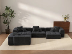 Matrix 4-Seater Black Linen L-Shaped Sectional | 4-Piece, Modern Style