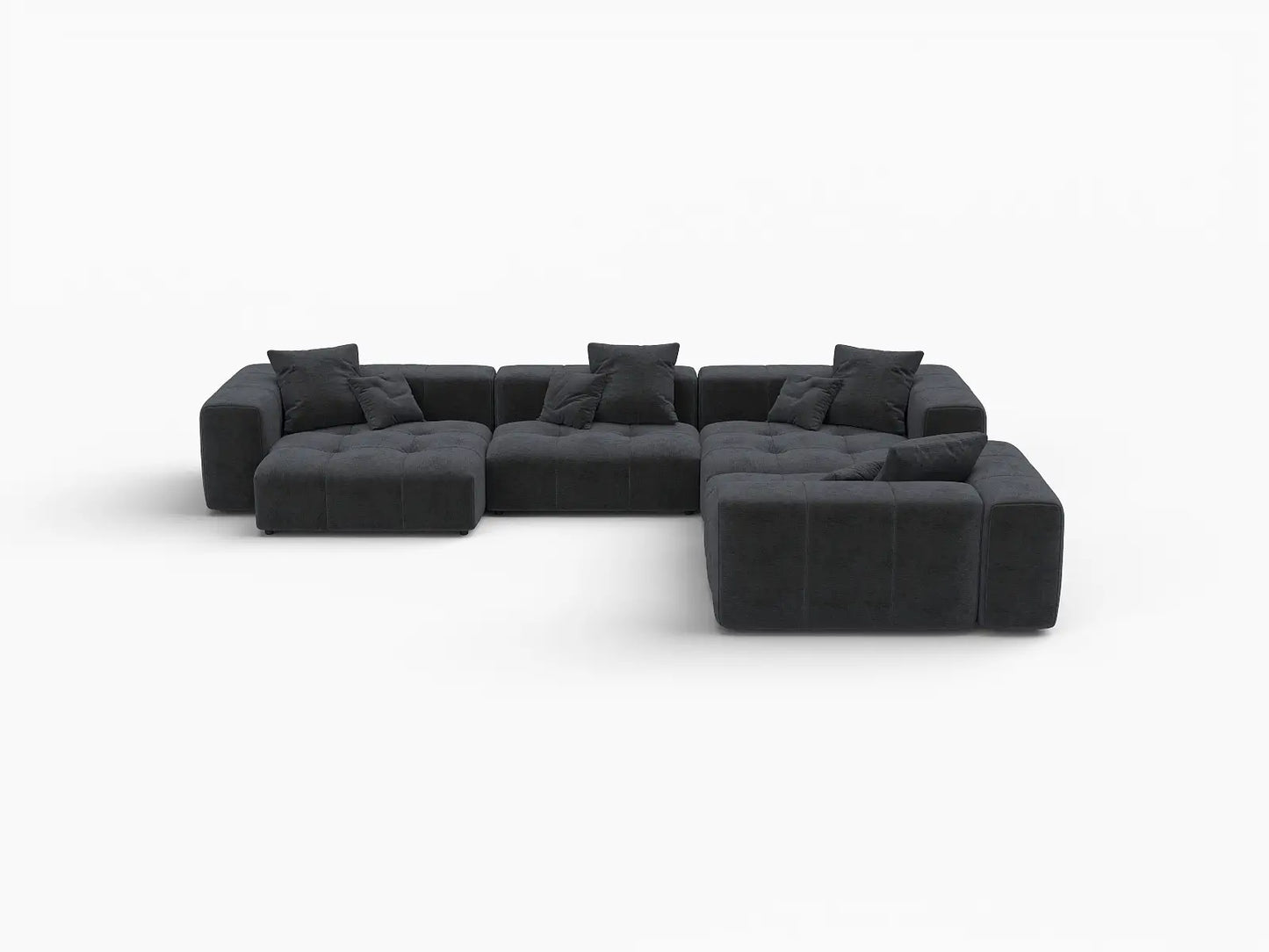 Matrix 4-Seater Black Linen L-Shaped Sectional | 4-Piece, Modern Style