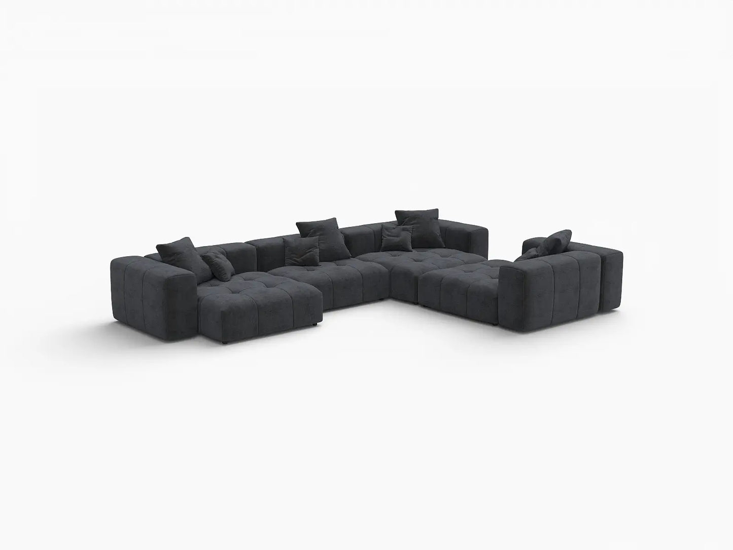 Matrix 4-Seater Black Linen L-Shaped Sectional | 4-Piece, Modern Style