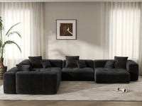 Matrix 4-Seater Black Linen L-Shaped Sectional | 4-Piece, Modern Style
