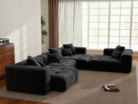 Matrix 4-Seater Black Linen L-Shaped Sectional | 4-Piece, Modern Style